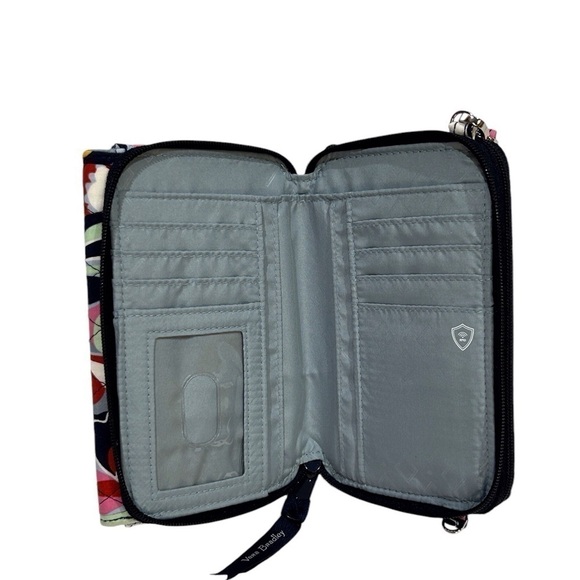 Vera Bradley RFID 3-in-1 Crossbody Wallet Mod Paisley Navy/Mint/Pink NWOT - Picture 5 of 10